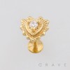 SUNBURST HEART CZ 316L SURGICAL STEEL THREADLESS PUSH-PIN LABRET SET